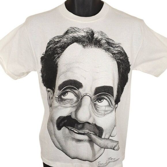 Vintage Groucho Marx T Shirt Mens Size Small White 90s Portrait Made In USA